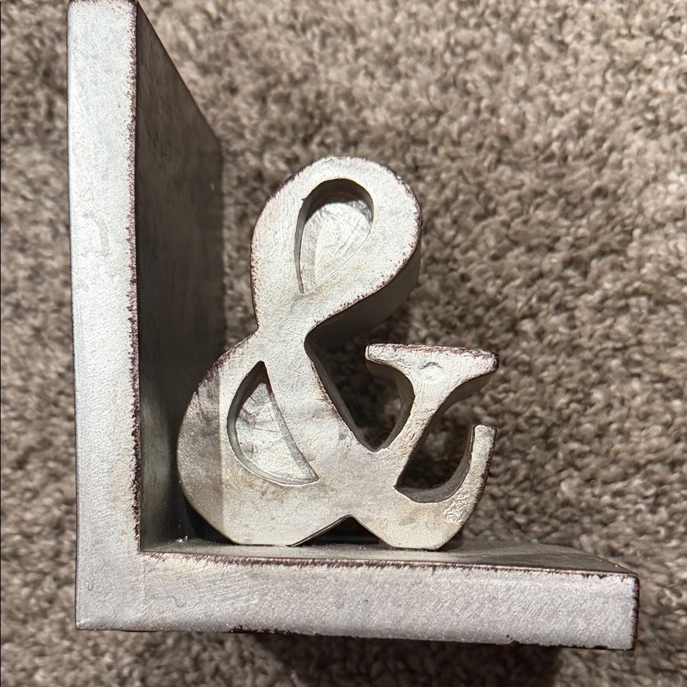 Silver Bookends Distressed Look of Silver and Rust Brown Color - Picture 6 of 9